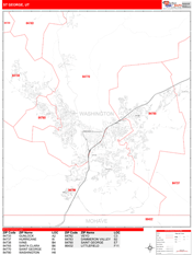 St. George Digital Map Red Line Style